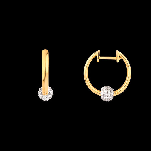 18K Yellow Gold Diamond Earrings - 0.398ct VVS-EF