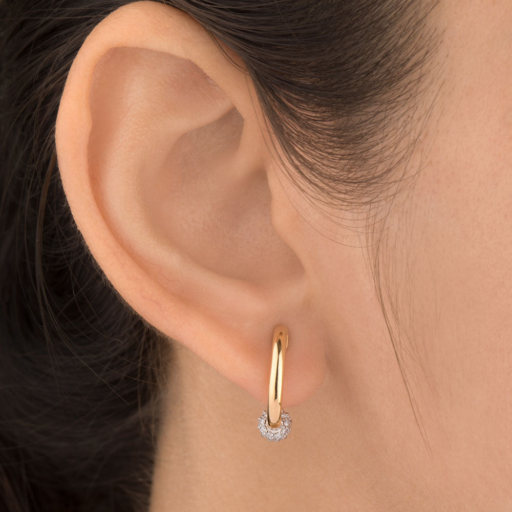 18K Yellow Gold Diamond Earrings - 0.398ct VVS-EF