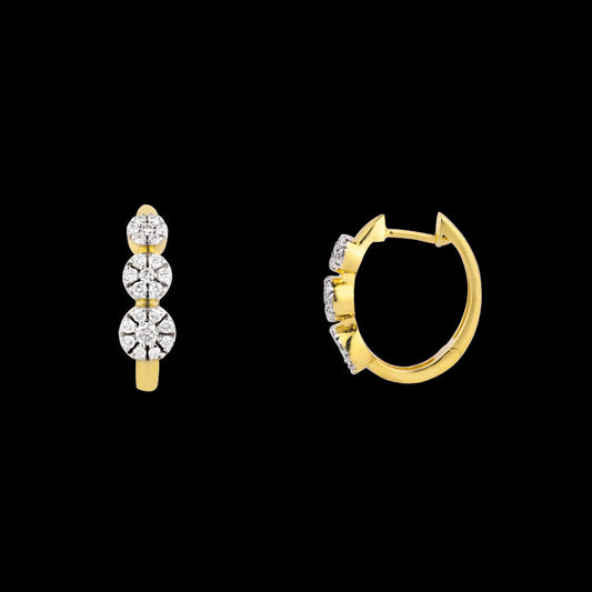18K Yellow Gold Diamond Earrings - 0.425ct VVS-VS-GH