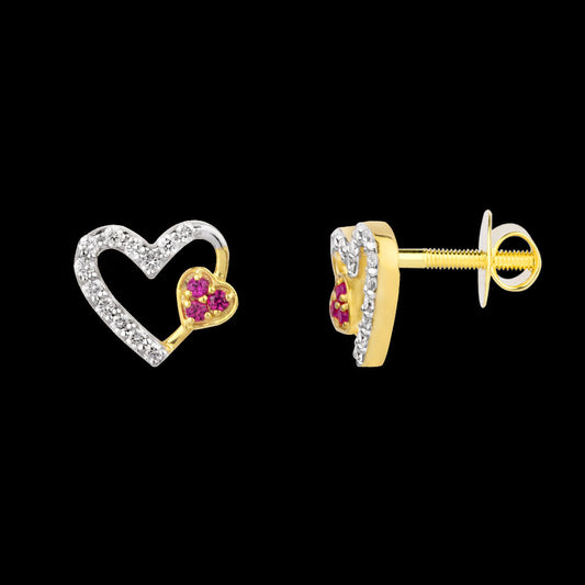 18K Yellow Gold Diamond Earrings - 0.153ct VVS-VS-GH with Colour Stones