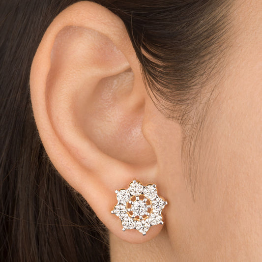 18K Yellow Gold Diamond Earrings - 2.934ct VVS-VS-HI