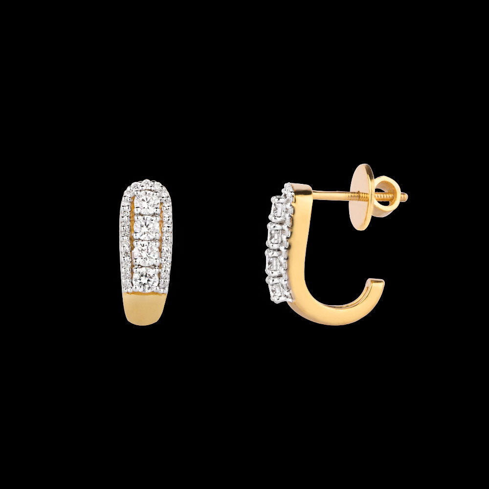 18K Yellow Gold Diamond Earrings - 0.46ct VVS-VS-GH