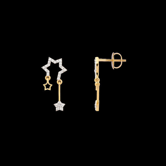 18K Yellow Gold Diamond Earrings - 0.372ct VS-SI-GH