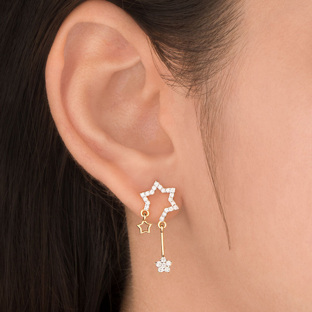 18K Yellow Gold Diamond Earrings - 0.372ct VS-SI-GH