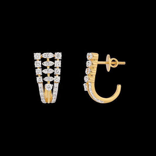 18K Yellow Gold Diamond Earrings - 0.99ct VVS-VS-GH