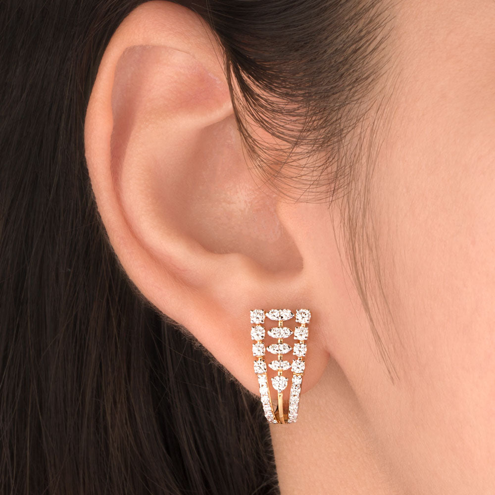 18K Yellow Gold Diamond Earrings - 0.99ct VVS-VS-GH