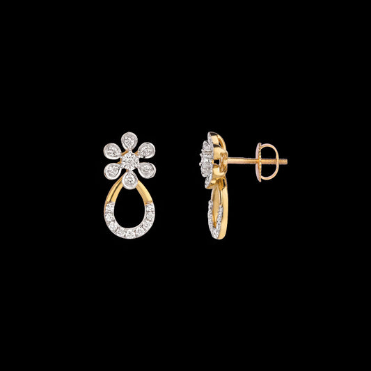 18K Yellow Gold Diamond Earrings - 0.373ct VS-GH