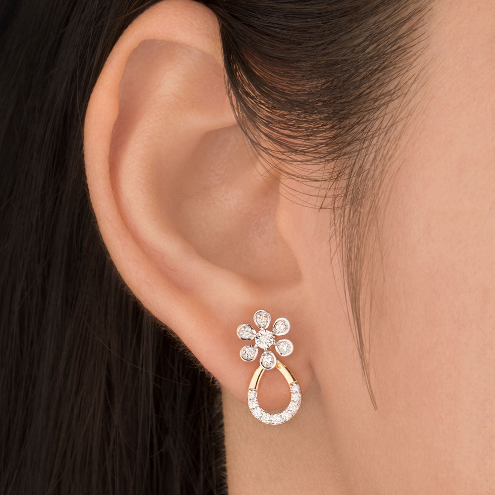 18K Yellow Gold Diamond Earrings - 0.373ct VS-GH