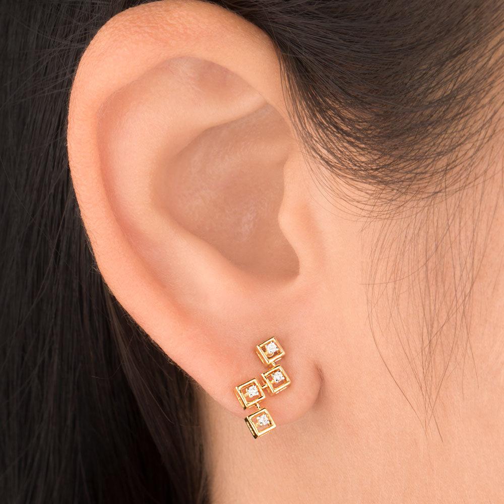 14K Yellow Gold Diamond Earrings - 0.055ct VVS-VS-GH