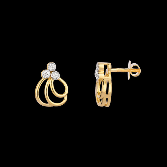 14K Yellow Gold Diamond Earrings - 0.048ct VVS-VS-GH