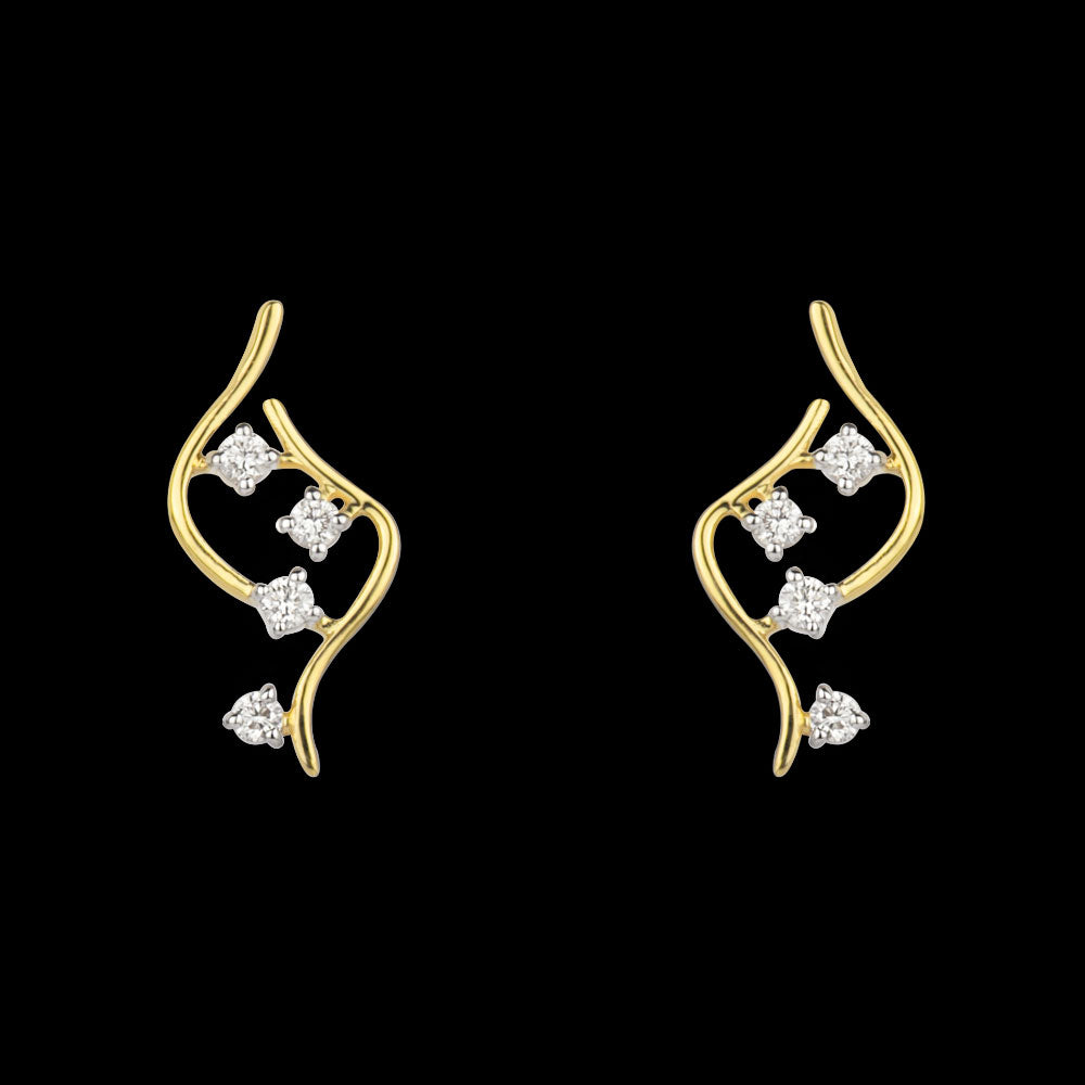 18K Yellow Gold Diamond Earrings - 0.14ct VVS-VS-GH