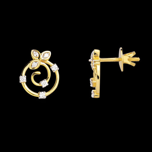 18K Yellow Gold Diamond Earrings - 0.13ct SI-IJ