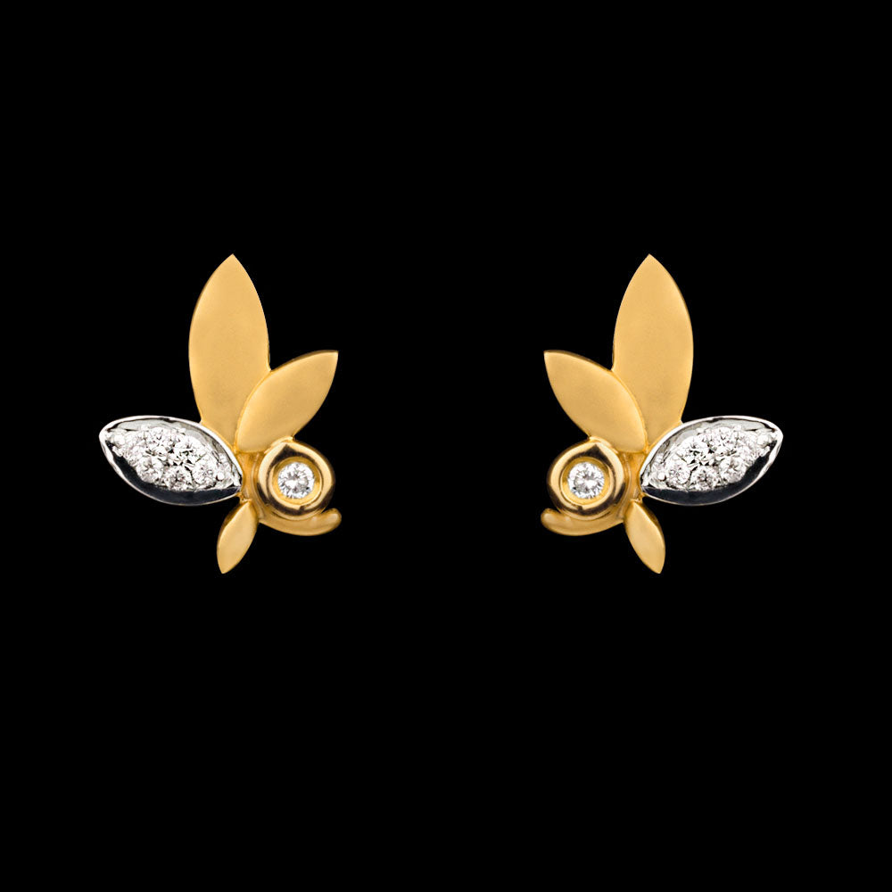 14K Yellow Gold Diamond Earrings - 0.1ct SI-IJ
