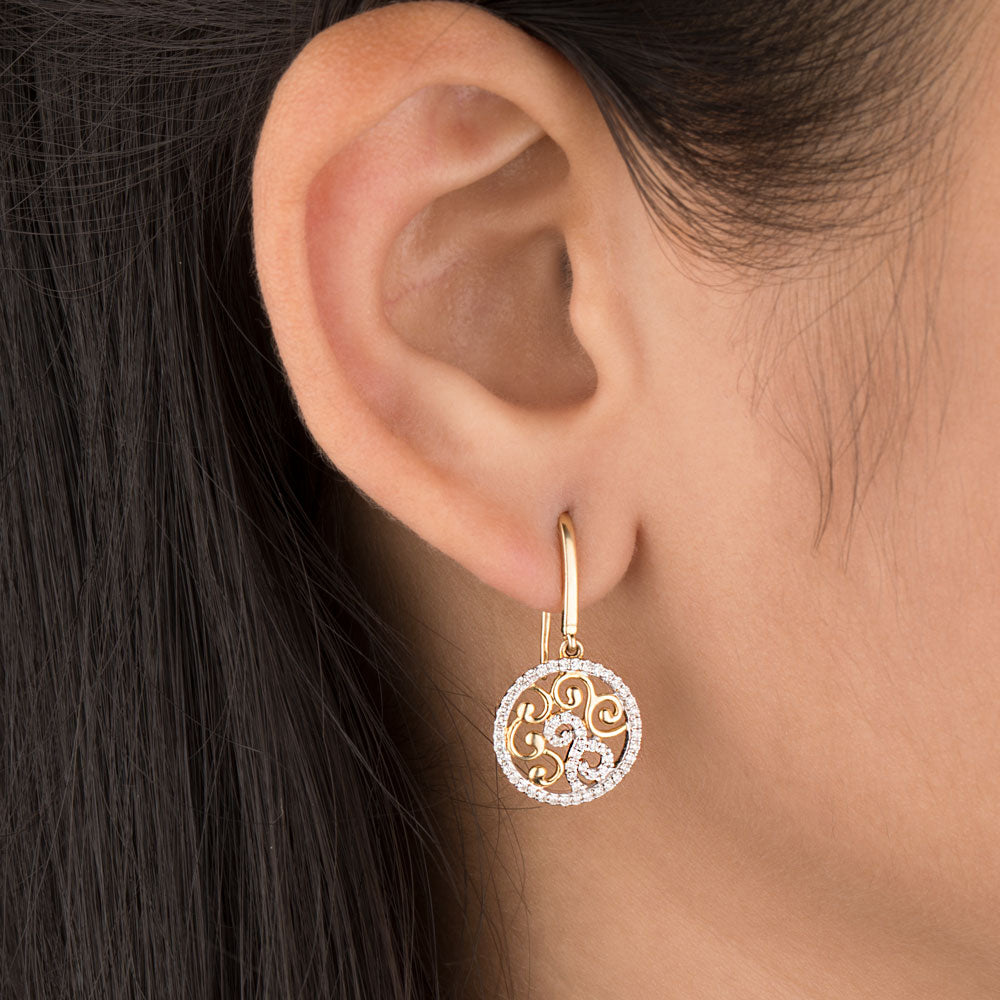14K Yellow Gold Diamond Earrings - 0.34ct VS-GH