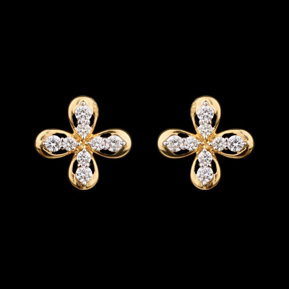 14K Yellow Gold Diamond Earrings - 0.22ct VS-IJ