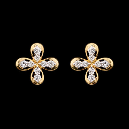 14K Yellow Gold Diamond Earrings - 0.22ct VS-IJ