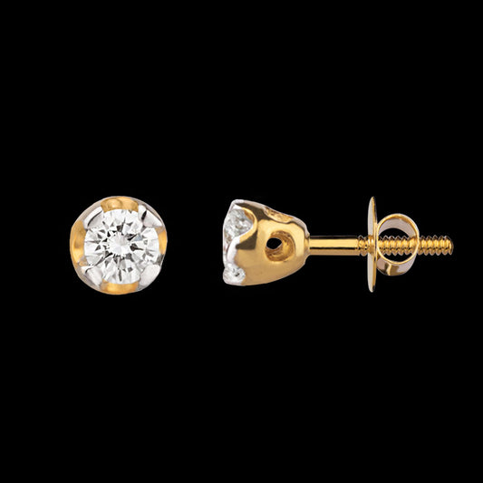 18K Yellow Gold Diamond Earrings - 0.17ct VS-HI