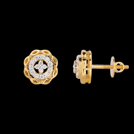 18K Yellow Gold Diamond Earrings - 0.24ct VS-SI-EF