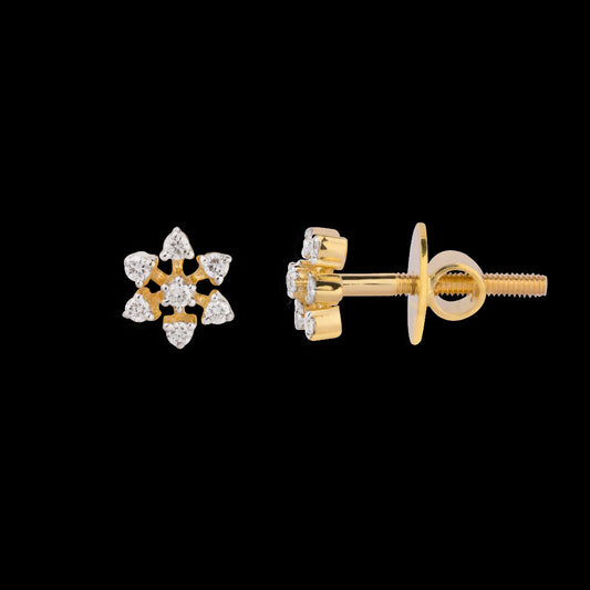 18K Yellow Gold Diamond Earrings - 0.095ct VS-SI-EF