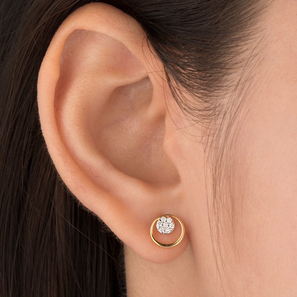 18K Yellow Gold Diamond Earrings - 0.101ct VS-SI-EF