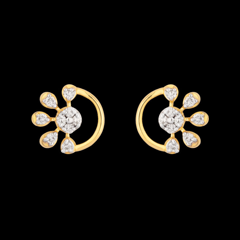 18K Yellow Gold Diamond Earrings - 0.136ct VS-SI-HI