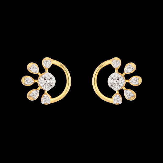 18K Yellow Gold Diamond Earrings - 0.136ct VS-SI-HI