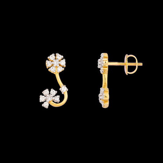 18K Yellow Gold Diamond Earrings - 0.214ct VS-SI-HI