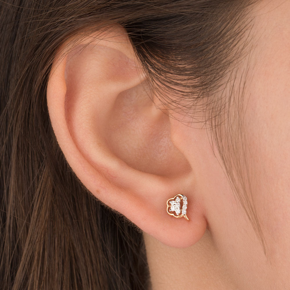 18K Yellow Gold Diamond Earrings - 0.109ct VS-SI-EF
