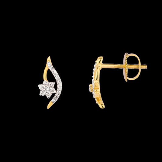 18K Yellow Gold Diamond Earrings - 0.176ct VS-SI-HI