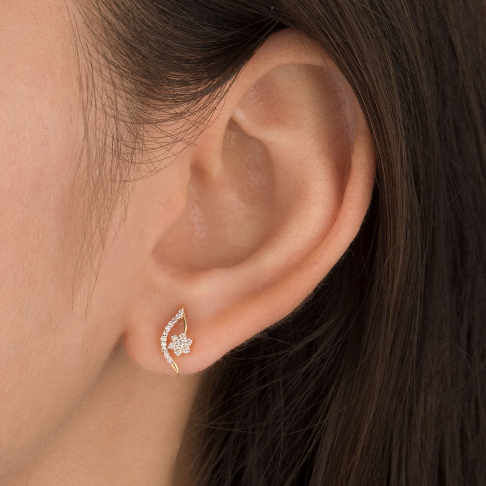 18K Yellow Gold Diamond Earrings - 0.176ct VS-SI-HI