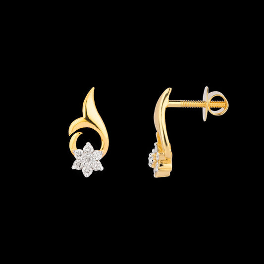 14K Yellow Gold Diamond Earrings - 0.112ct VS-SI-HI