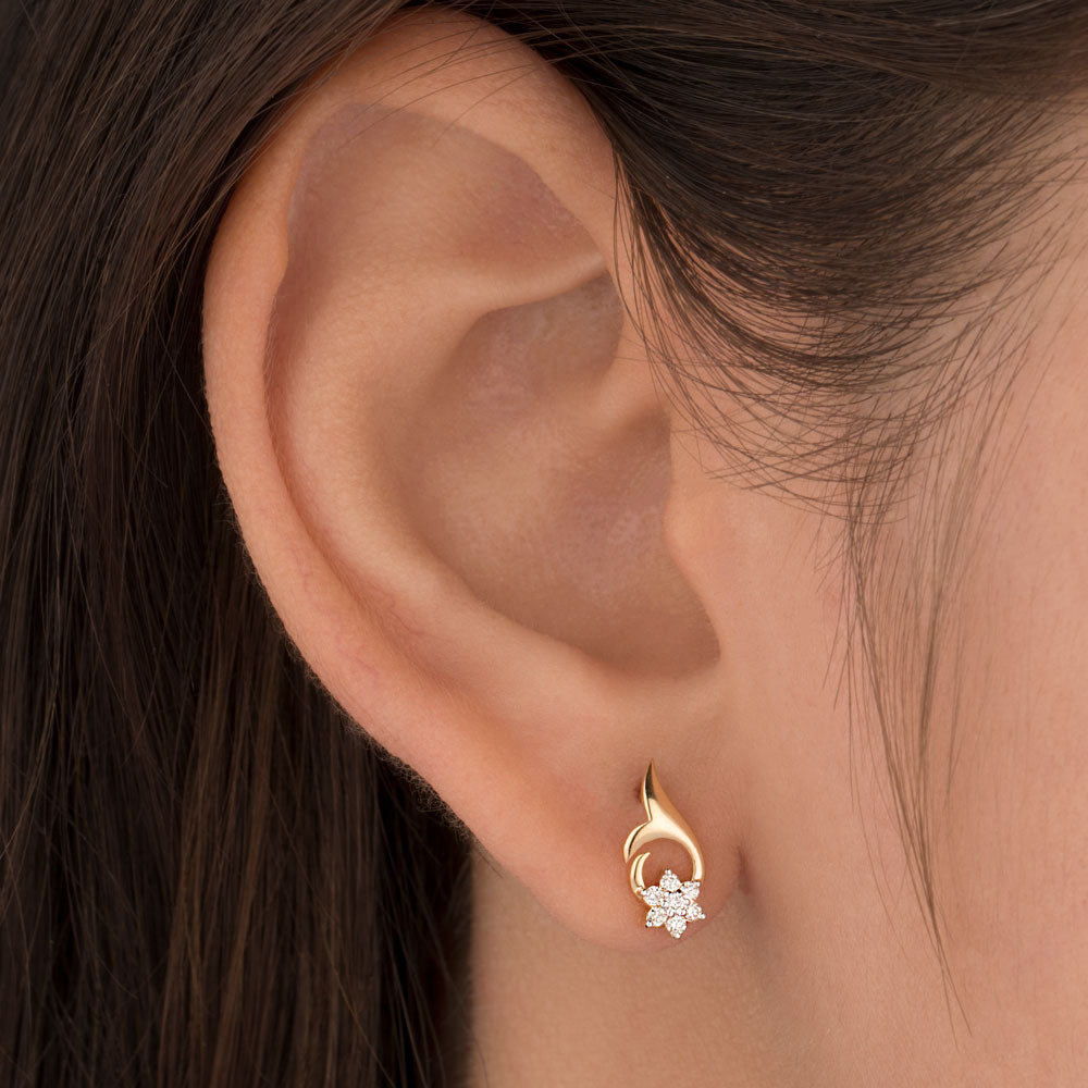 14K Yellow Gold Diamond Earrings - 0.112ct VS-SI-HI