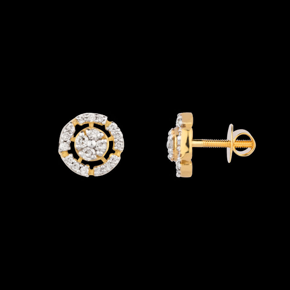 18K Yellow Gold Diamond Earrings - 0.114ct VS-SI-HI