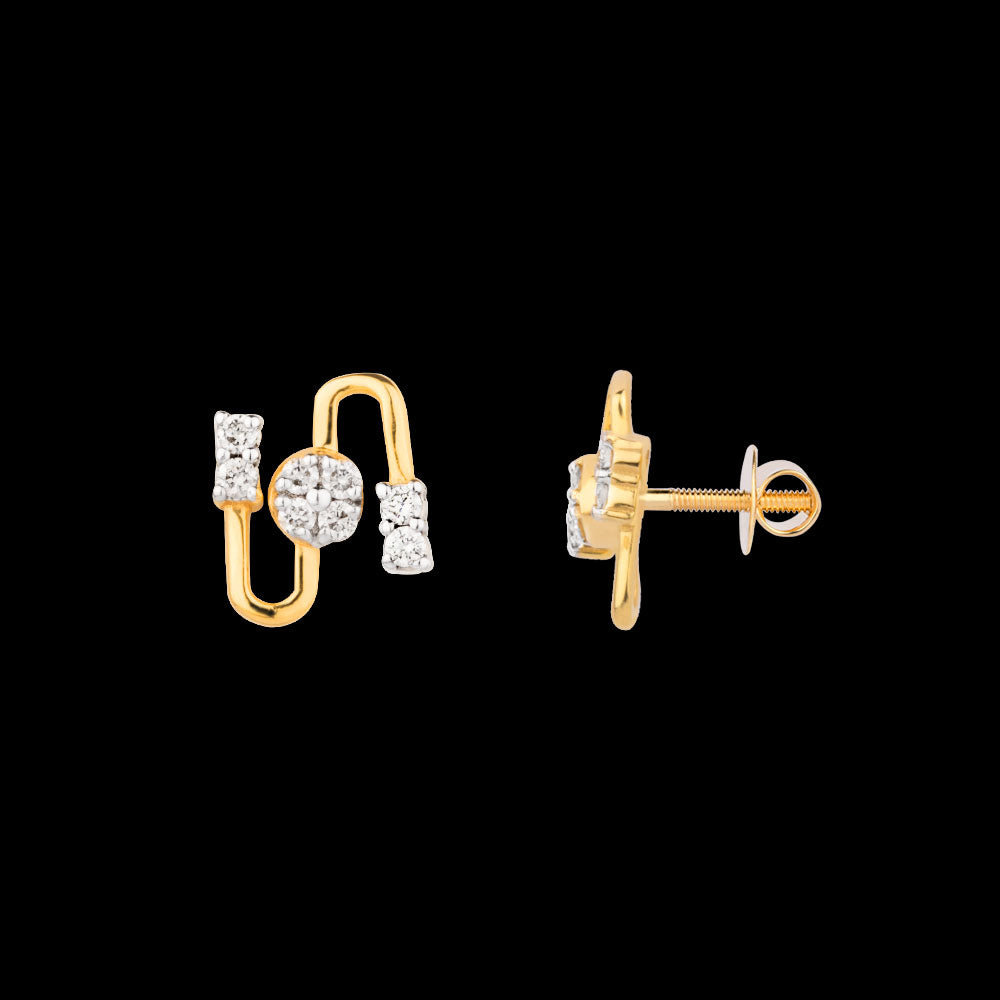 18K Yellow Gold Diamond Earrings - 0.118ct VVS-VS-IJ
