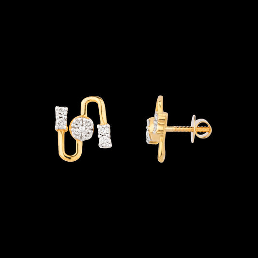 18K Yellow Gold Diamond Earrings - 0.118ct VVS-VS-IJ