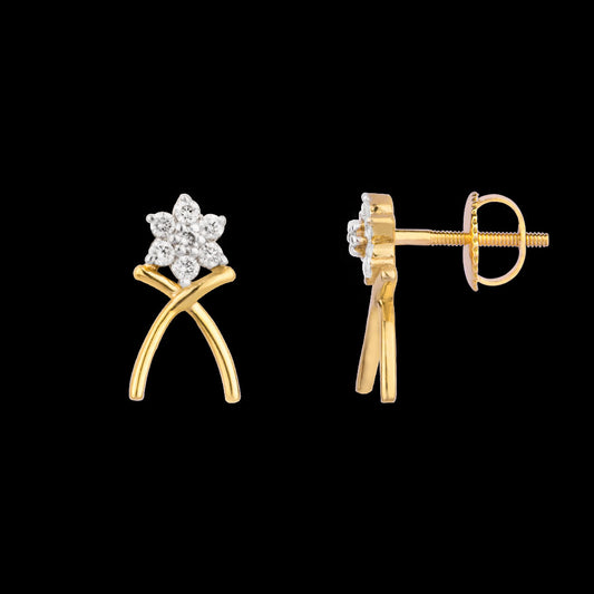 14K Yellow Gold Diamond Earrings - 0.104ct VVS-VS-IJ