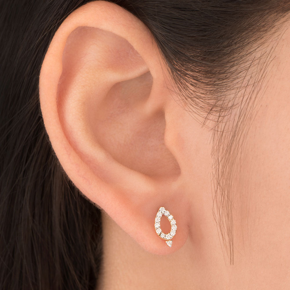 18K Yellow Gold Diamond Earrings - 0.181ct VS-SI-HI