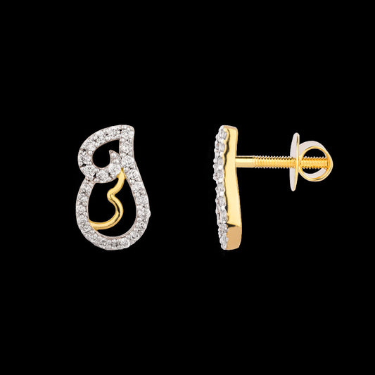 18K Yellow Gold Diamond Earrings - 0.271ct VS-SI-FG