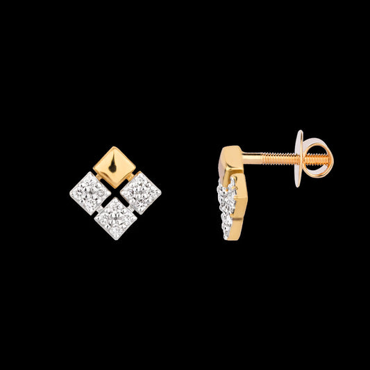 18K Yellow Gold Diamond Earrings - 0.174ct VS-SI-FG