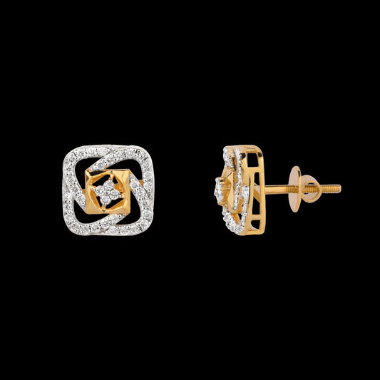 18K Yellow Gold Diamond Earrings - 0.489ct VS-SI-FG