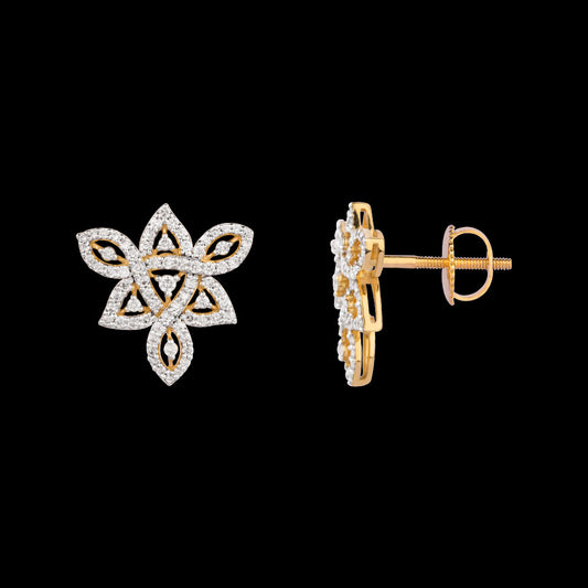 18K Yellow Gold Diamond Earrings - 0.879ct VS-SI-FG