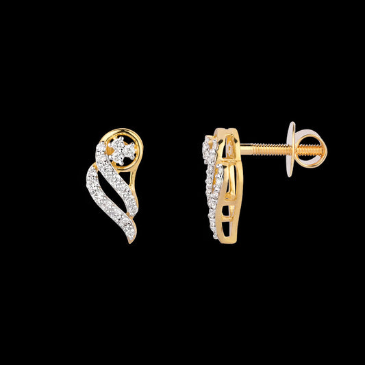 18K Yellow Gold Diamond Earrings - 0.204ct VS-SI-FG