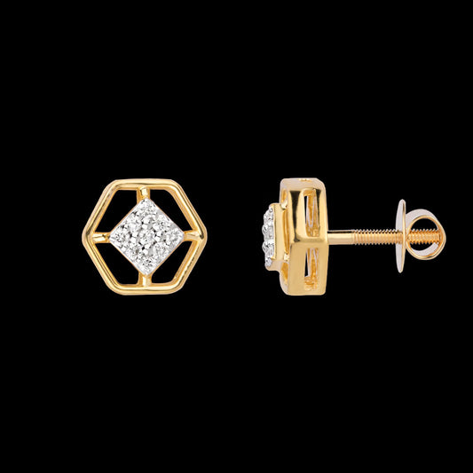18K Yellow Gold Diamond Earrings - 0.128ct VS-SI-FG