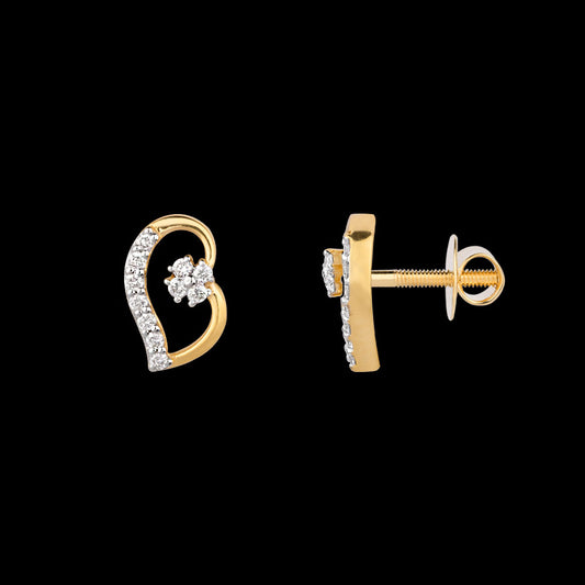 18K Yellow Gold Diamond Earrings - 0.161ct VS-SI-FG