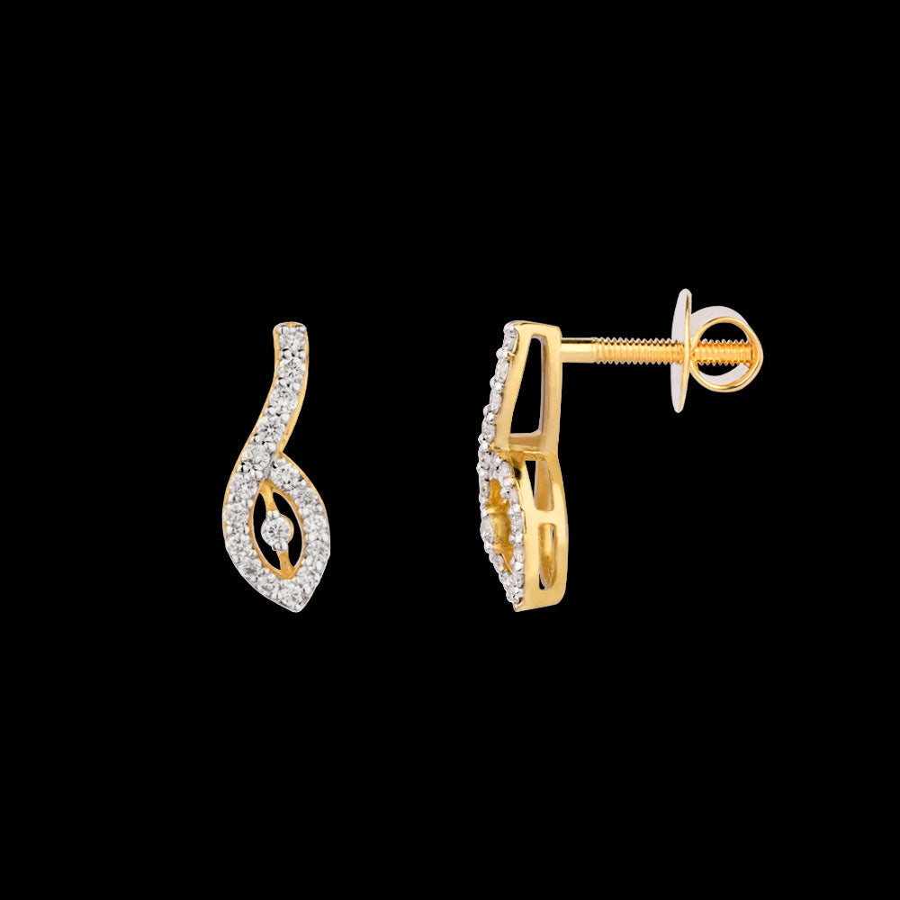 18K Yellow Gold Diamond Earrings - 0.18ct VS-SI-FG