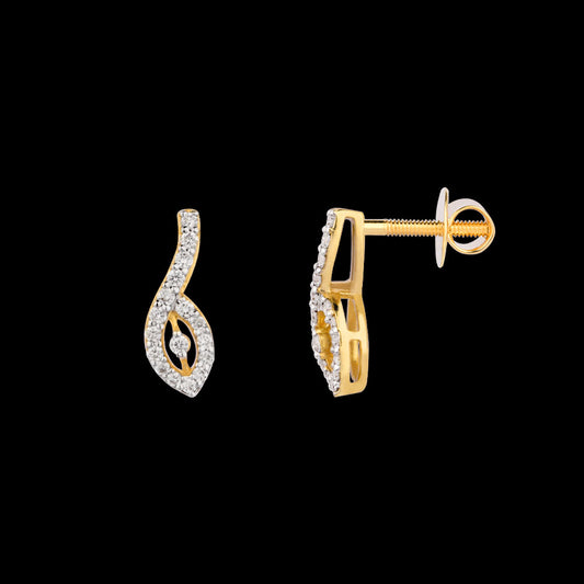 18K Yellow Gold Diamond Earrings - 0.18ct VS-SI-FG