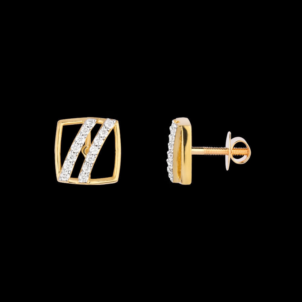 18K Yellow Gold Diamond Earrings - 0.187ct VS-SI-FG