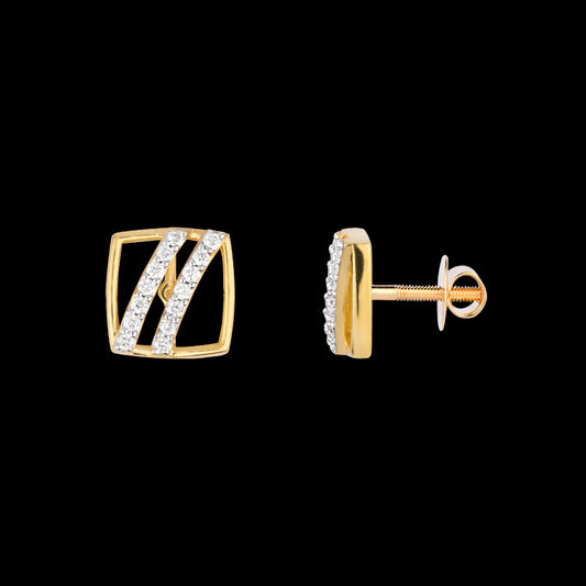 18K Yellow Gold Diamond Earrings - 0.187ct VS-SI-FG