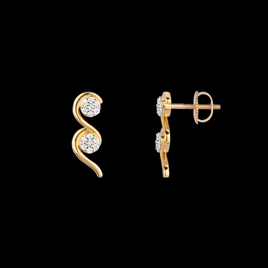 18K Yellow Gold Diamond Earrings - 0.191ct VS-SI-FG