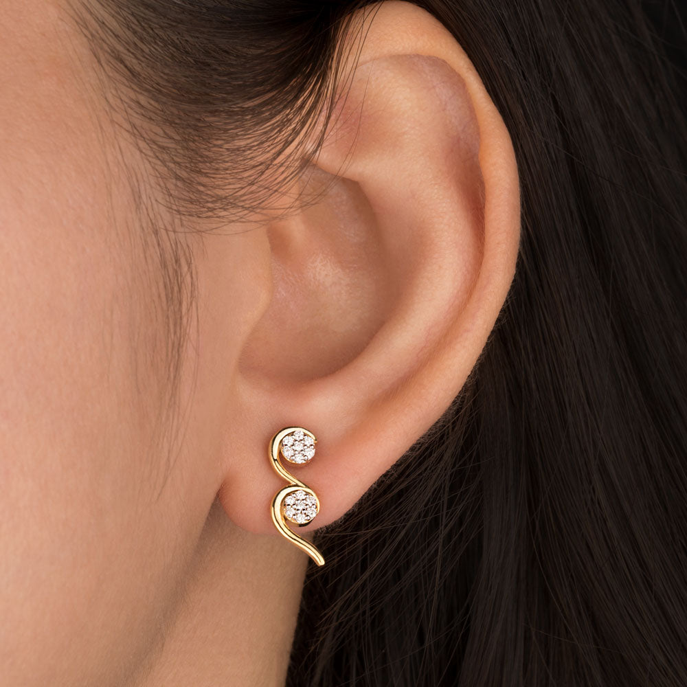 18K Yellow Gold Diamond Earrings - 0.191ct VS-SI-FG